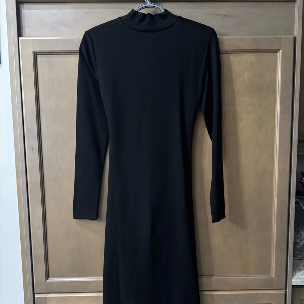 Zara Black Long-Sleeve Ruched Maxi Dress - Picture 5 of 6